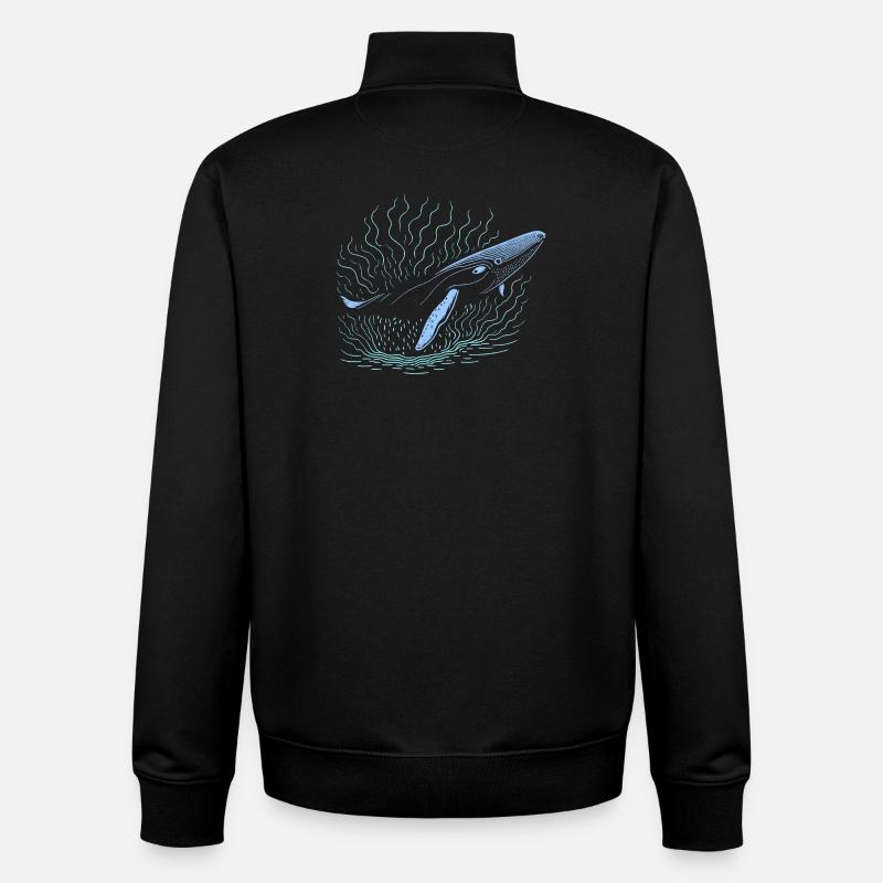Grande baleine - Sweat zippé unisexe en coton bio Stanley/Stella - noir