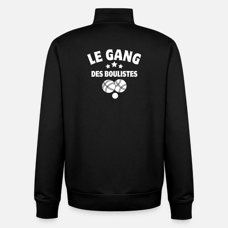 pétanque, fan de pétanque, pétanqueur - Sweat zippé unisexe en coton bio Stanley/Stella - noir