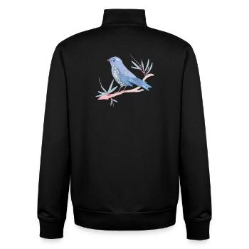 bluish bird with mistletoe in winter mood - Unisex Organic Zip Sweatshirt by Stanley/Stella - black - Back - AI Model Male 185 light (185cm)