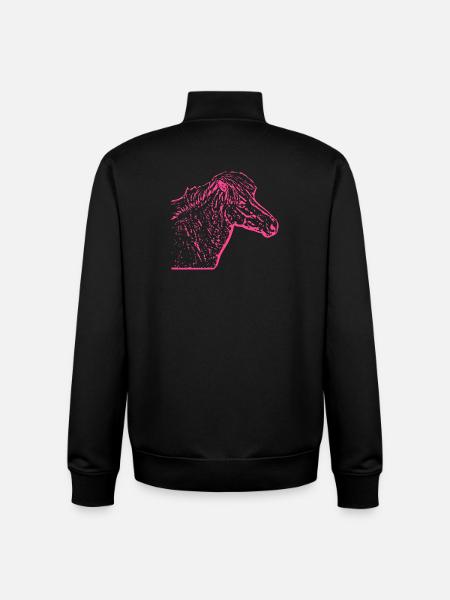 Cheval rose rose - Sweat zippé unisexe en coton bio Stanley/Stella - noir