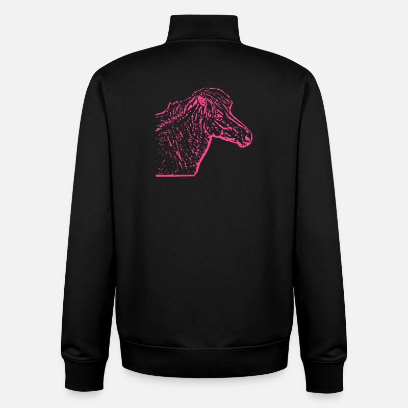 Cheval rose rose - Sweat zippé unisexe en coton bio Stanley/Stella - noir