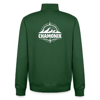 Chamonix, station de ski, piste de ski - Sweat zippé unisexe en coton bio Stanley/Stella - vert bouteille - Dos - AI Model Male 185 dark (185cm)