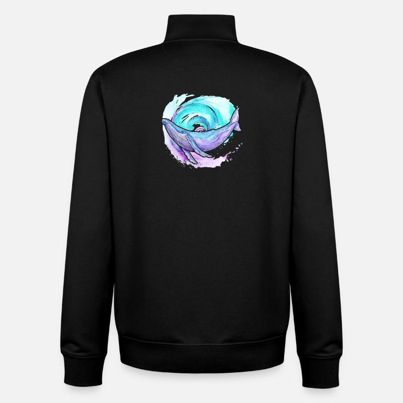 Buckelwal Aquarell - Unisex Organic Zip Sweatshirt von Stanley/Stella - Schwarz