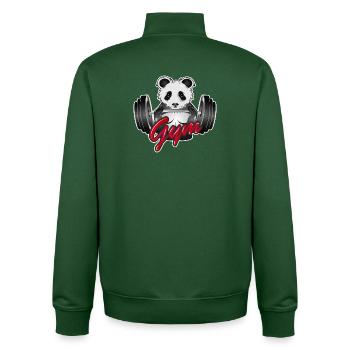 Ours panda bodybuilder avec haltère dans le gymnase - Sweat zippé unisexe en coton bio Stanley/Stella - vert bouteille - Dos - AI Model Male 185 dark (185cm)