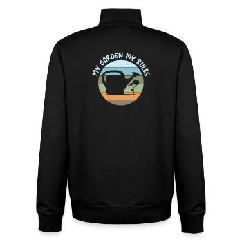 dictons drôles jardinier règles logo rétro - Sweat zippé unisexe en coton bio Stanley/Stella - noir - Dos - AI Model Male 185 light (185cm)