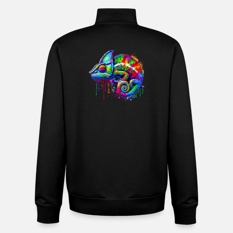 Caméléon - Sweat zippé unisexe en coton bio Stanley/Stella - noir