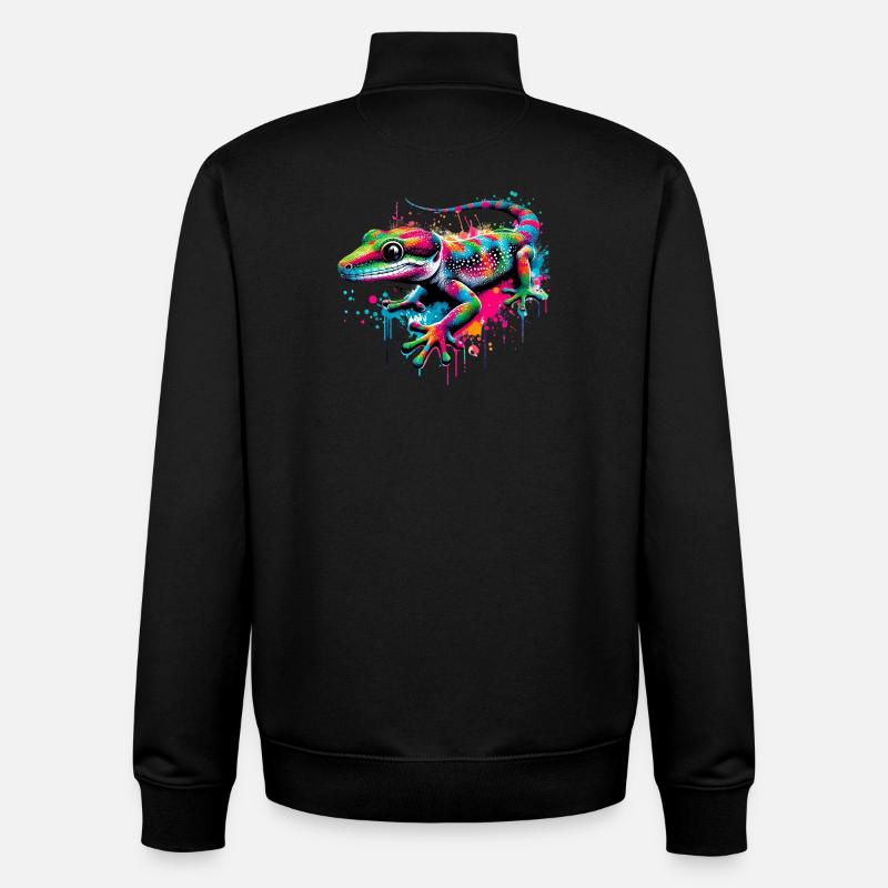 Gecko - Sweat zippé unisexe en coton bio Stanley/Stella - noir