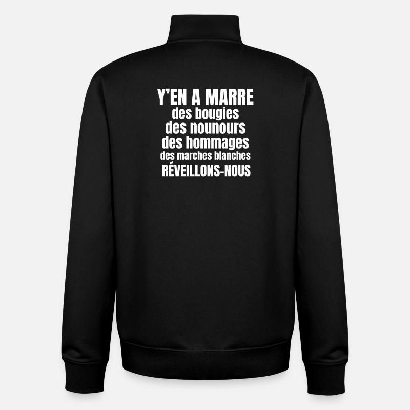 France, hommage, marche blanche - Sweat zippé unisexe en coton bio Stanley/Stella - noir