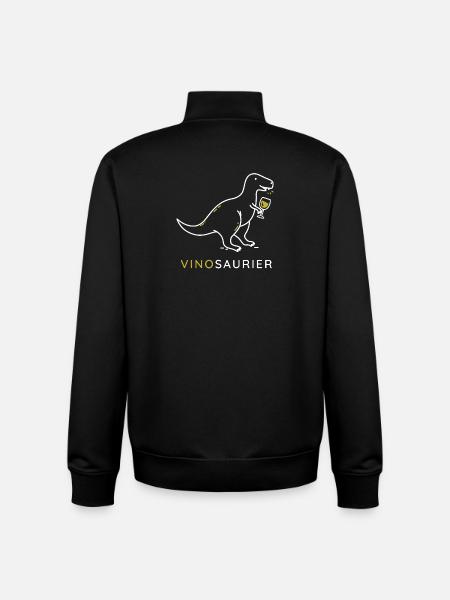 Vinosaurier mit Weinglas - Unisex Organic Zip Sweatshirt von Stanley/Stella - Schwarz