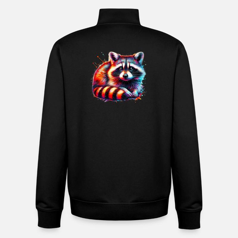 Raton laveur - Sweat zippé unisexe en coton bio Stanley/Stella - noir
