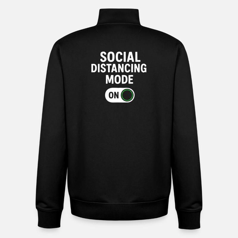 Mode de distanciation sociale activé - Sweat zippé unisexe en coton bio Stanley/Stella - noir