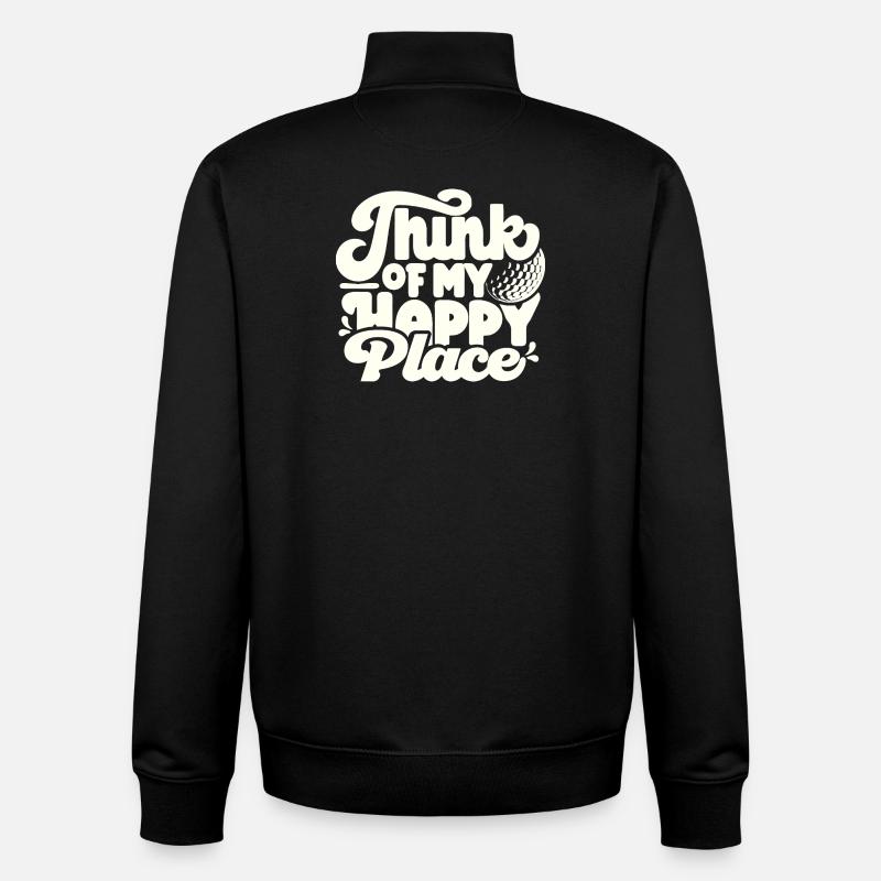 Golf et -golf Happy Place - Sweat zippé unisexe en coton bio Stanley/Stella - noir