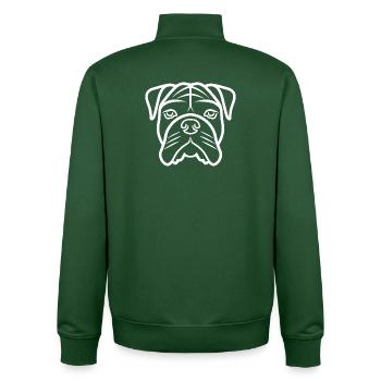 Tête de Bouledogue Art Graphique - Sweat zippé unisexe en coton bio Stanley/Stella - vert bouteille - Dos - AI Model Male 185 dark (185cm)
