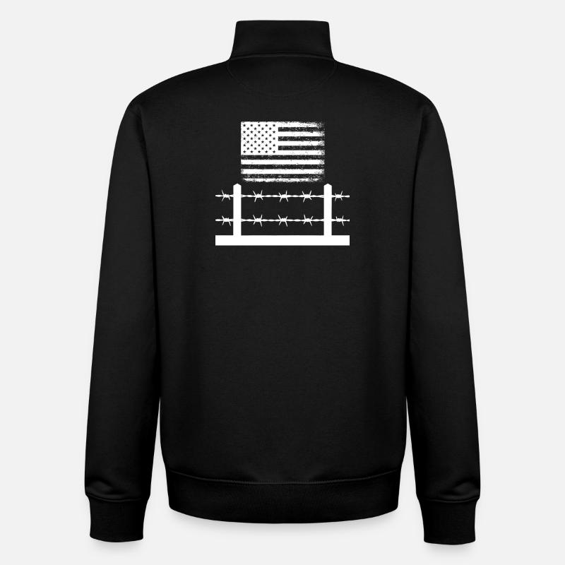 Fil de fer barbelé Amérique - Sweat zippé unisexe en coton bio Stanley/Stella - noir