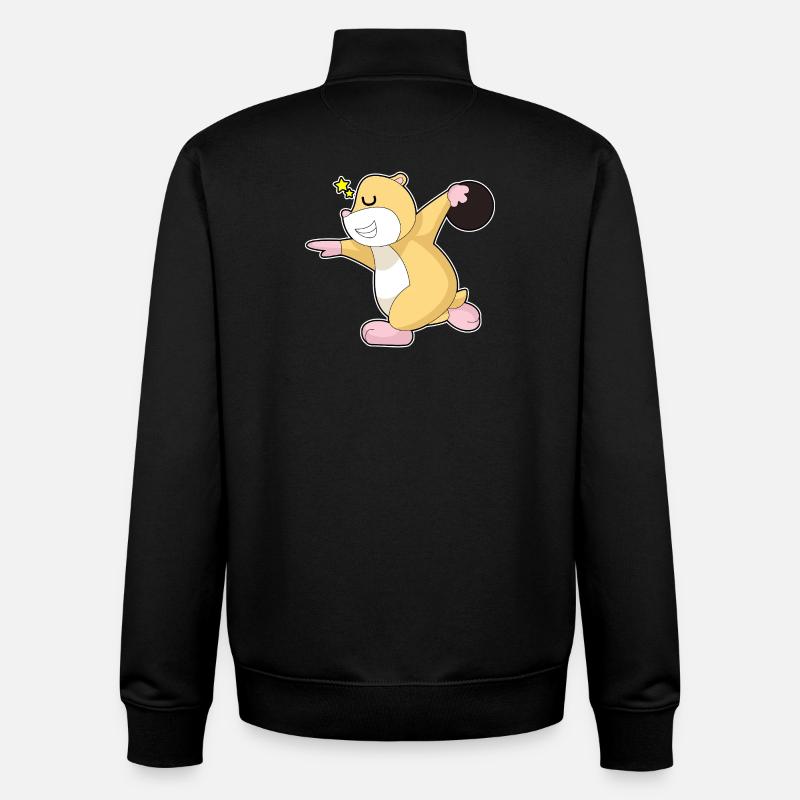 Hamster Bowling Bowling Ball - Unisex Organic Zip Sweatshirt by Stanley/Stella - black