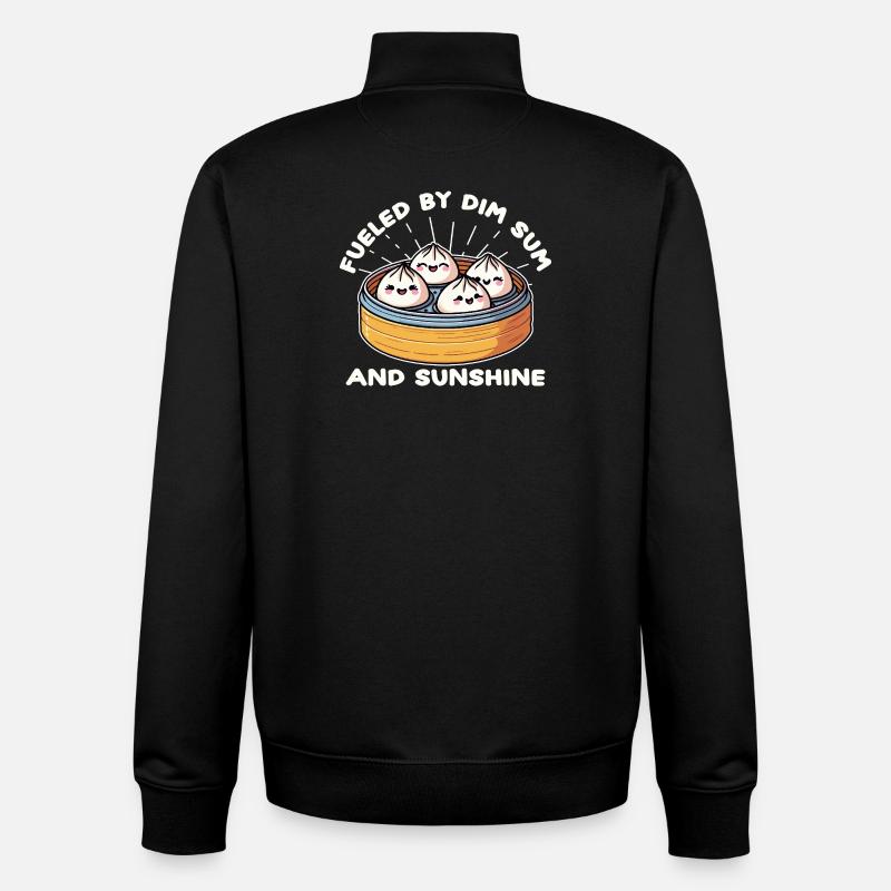 Dim Sum Soleil Joyeux - Sweat zippé unisexe en coton bio Stanley/Stella - noir