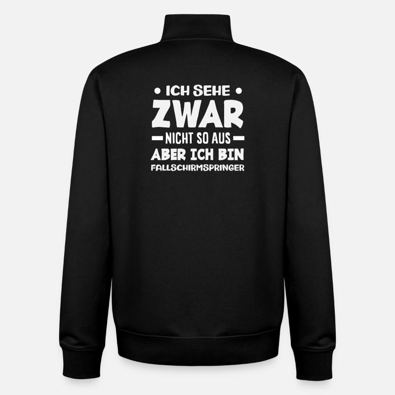Funny skydiver adrenaline junkie saying - Unisex Organic Zip Sweatshirt by Stanley/Stella - black