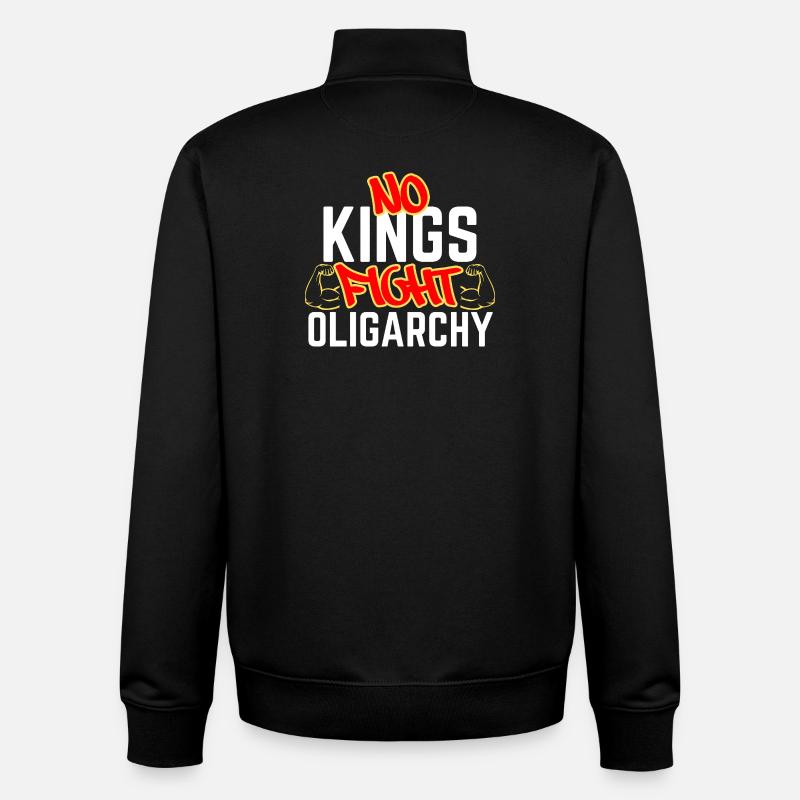 No kings, oligarchy fight - Unisex Organic Zip Sweatshirt by Stanley/Stella - black