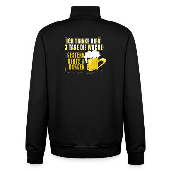 Amateurs de bière Dicton de bière Buveurs de bière Alcool - Sweat zippé unisexe en coton bio Stanley/Stella - noir - Dos - AI Model Male 185 light (185cm)