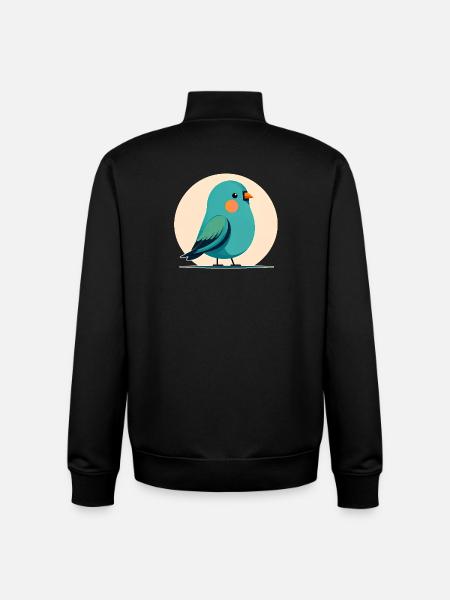 Small green-blue bird - Unisex Organic Zip Sweatshirt by Stanley/Stella - black