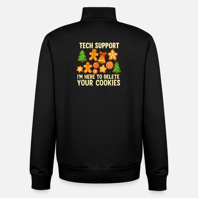 Support technique Cookie Noël Mème - Sweat zippé unisexe en coton bio Stanley/Stella - noir