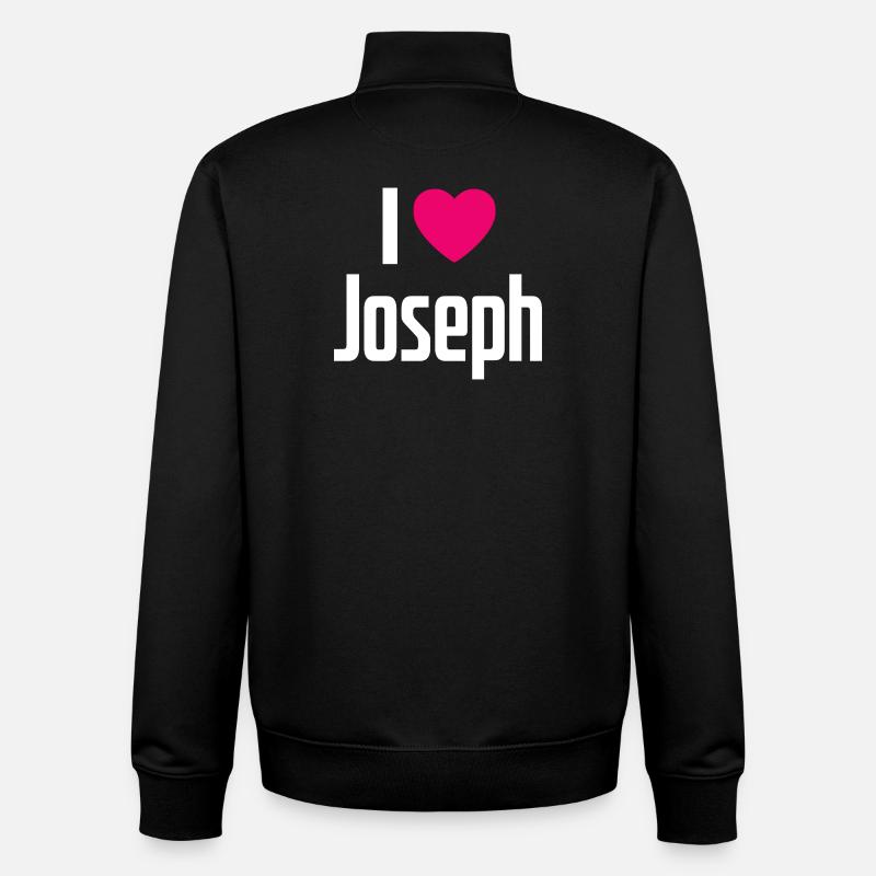 J’aime Joseph Coeur Rose J’aime Joseph - Sweat zippé unisexe en coton bio Stanley/Stella - noir