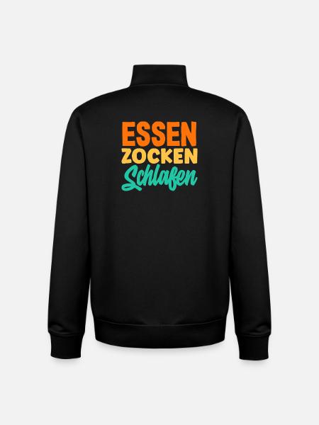 Food Gaming Sleeping Gamer Saying - Unisex Organic Zip Sweatshirt by Stanley/Stella - black