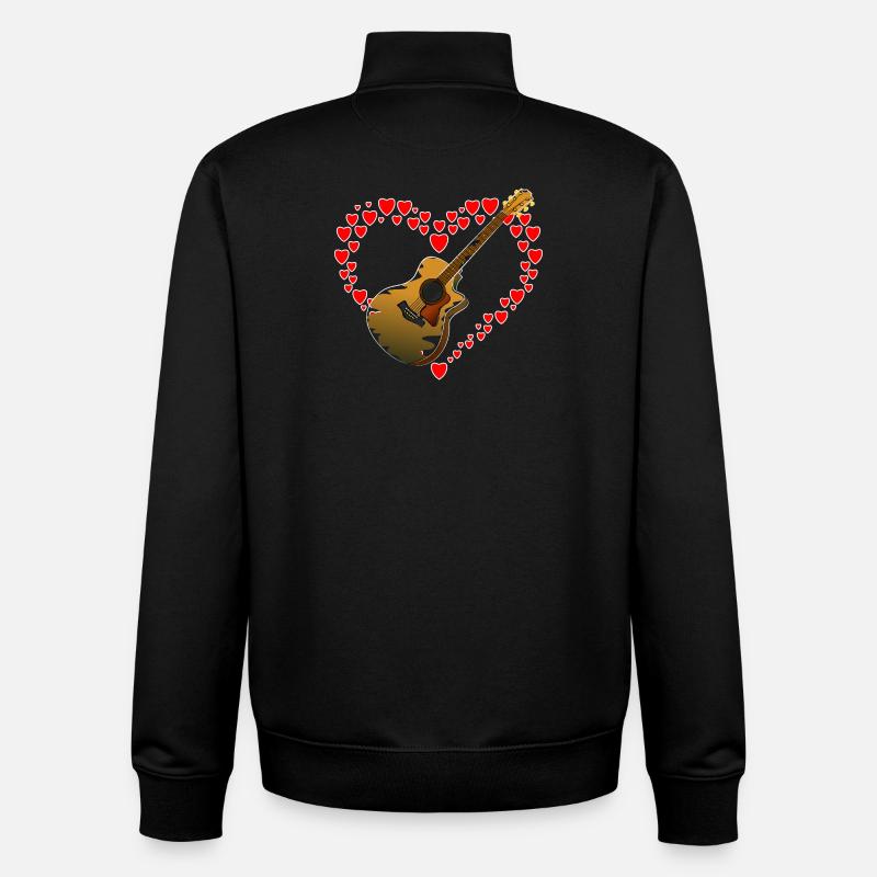 Herz mit Gitarre - Unisex Organic Zip Sweatshirt von Stanley/Stella - Schwarz