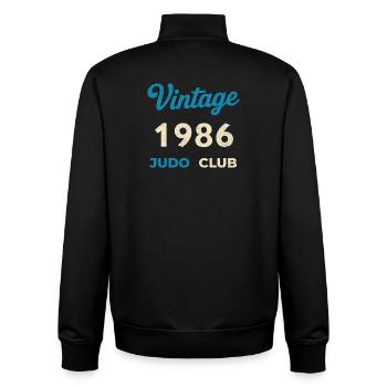 Vintage 1986 Judo Club Retro Birth Year Gift - Unisex Organic Zip Sweatshirt by Stanley/Stella - black - Back - AI Model Male 185 light (185cm)