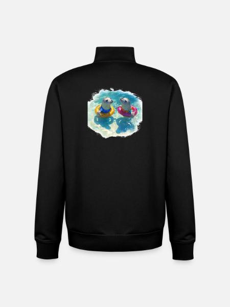 Happy seals with pool tires - Unisex Organic Zip Sweatshirt by Stanley/Stella - black