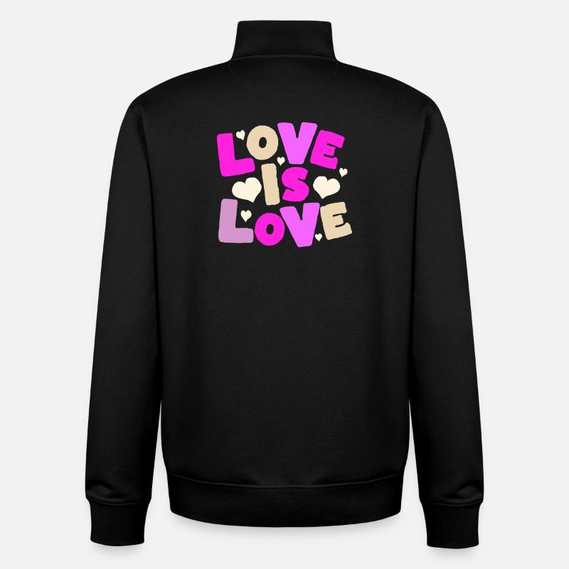 L’amour est l’amour – Déclaration de cœur colorée - Sweat zippé unisexe en coton bio Stanley/Stella - noir