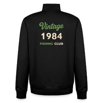 Vintage 1984 – Fishing Club Retro Birth Year - Unisex Organic Zip Sweatshirt by Stanley/Stella - black - Back - AI Model Male 185 light (185cm)