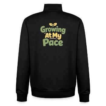 Sanfte Erziehungsidentität, Langsames - Unisex Organic Zip Sweatshirt von Stanley/Stella - Schwarz - Hinten - AI Model Male 185 light (185cm)