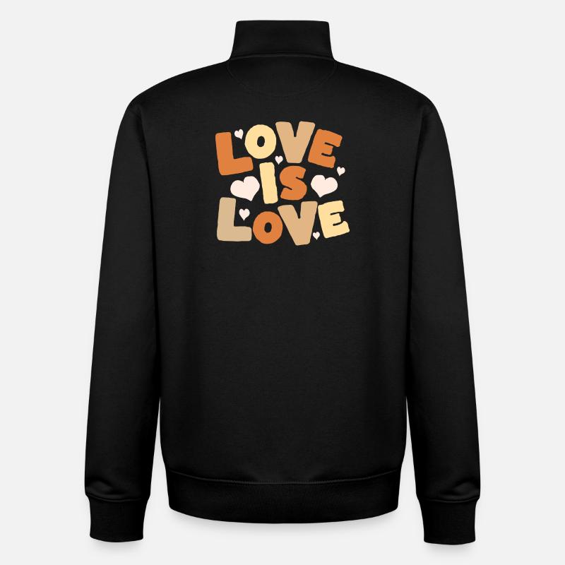 L’amour, c’est l’amour Lettres pastel - Sweat zippé unisexe en coton bio Stanley/Stella - noir