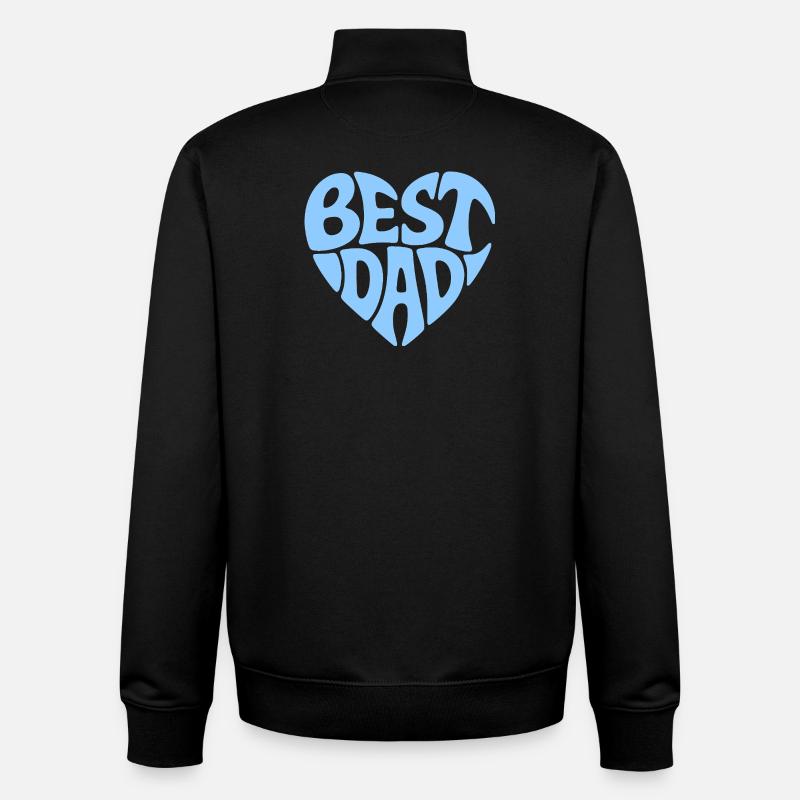 Meilleur design de cœur de papa - Sweat zippé unisexe en coton bio Stanley/Stella - noir