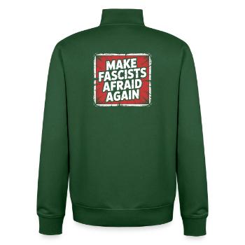 Make Fascist afraid again - Antifascist Merch - Unisex Organic Zip Sweatshirt by Stanley/Stella - bottle green - Back - AI Model Male 185 dark (185cm)