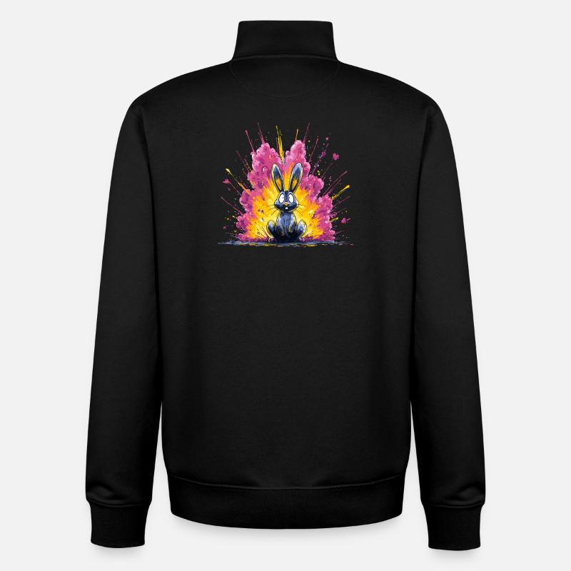 Knallbunter Hase Blitz - Unisex Organic Zip Sweatshirt von Stanley/Stella - Schwarz