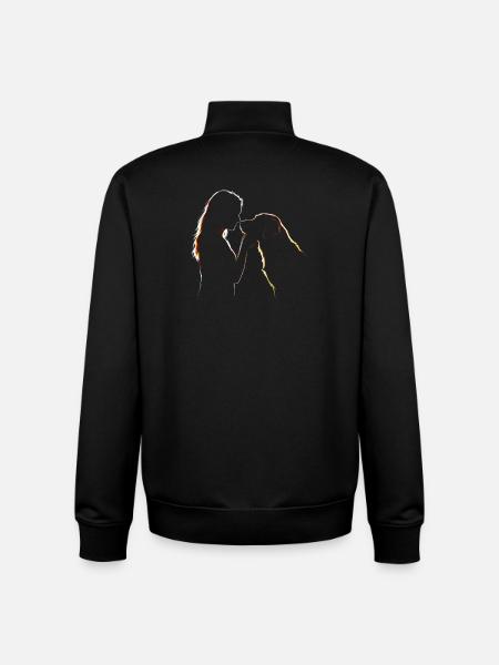 Dog Love Line Art - Unisex Organic Zip Sweatshirt by Stanley/Stella - black