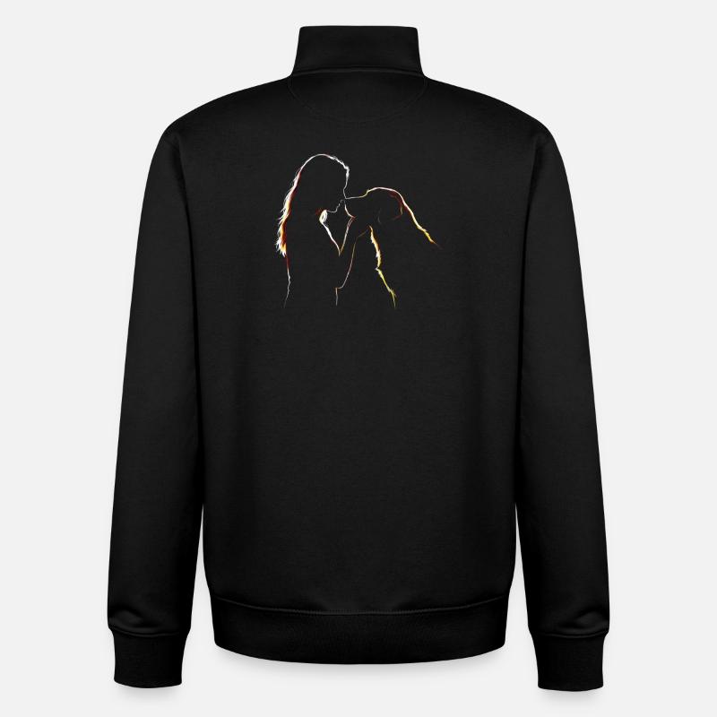 Dessin de traits de Dog Love - Sweat zippé unisexe en coton bio Stanley/Stella - noir