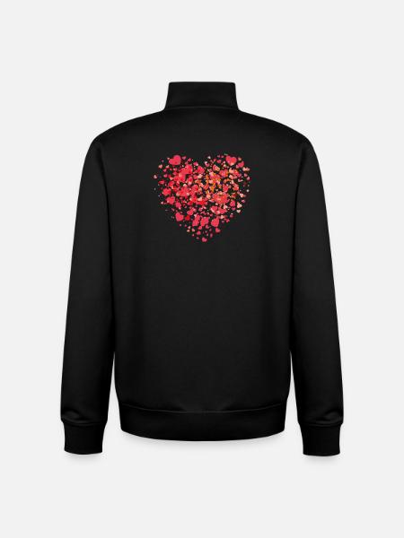 Heart Mosaic of Tiny Love Hearts - Unisex Organic Zip Sweatshirt by Stanley/Stella - black
