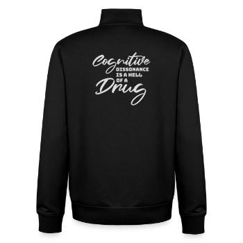 Cognitive Dissonance Is A Hell Of A Drug Saying - Unisex Organic Zip Sweatshirt by Stanley/Stella - black - Back - AI Model Male 185 light (185cm)