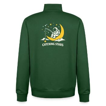 Astronaute à la pêche aux étoiles sur la Lune - Sweat zippé unisexe en coton bio Stanley/Stella - vert bouteille - Dos - AI Model Male 185 dark (185cm)