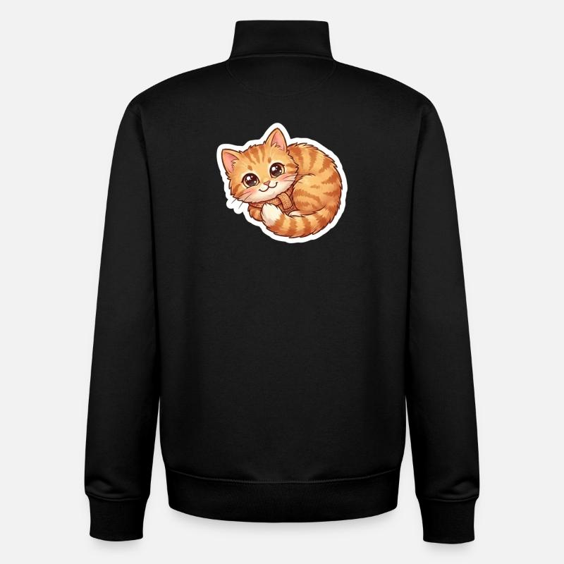 Gemütlicher orangefarbener Katzenschal - Unisex Organic Zip Sweatshirt von Stanley/Stella - Schwarz