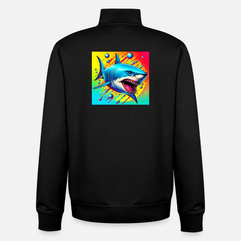 Requin - Sweat zippé unisexe en coton bio Stanley/Stella - noir