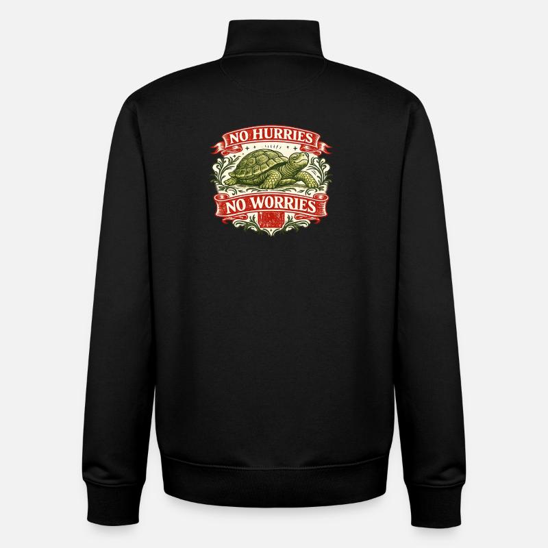 Keine Eile, keine Sorge, Turtle - Unisex Organic Zip Sweatshirt von Stanley/Stella - Schwarz