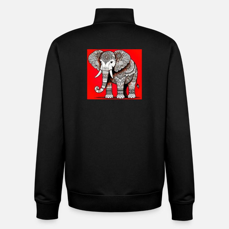 éléphant - Sweat zippé unisexe en coton bio Stanley/Stella - noir