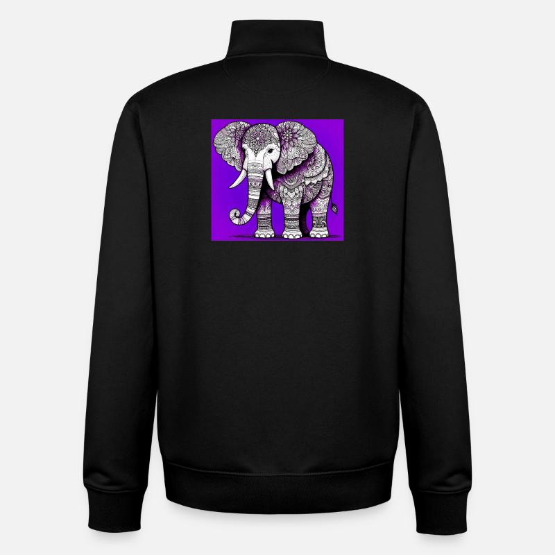 éléphant - Sweat zippé unisexe en coton bio Stanley/Stella - noir