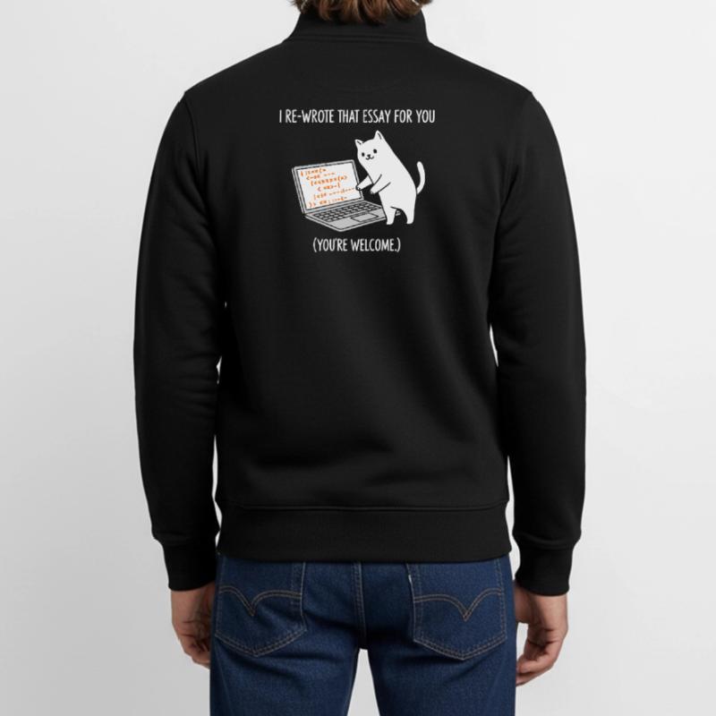 Code cat explains tasks Unisex Organic Zip Sweatshirt by Stanley/Stella