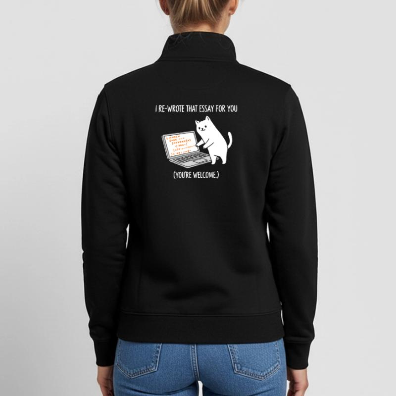 Code cat explains tasks Unisex Organic Zip Sweatshirt by Stanley/Stella