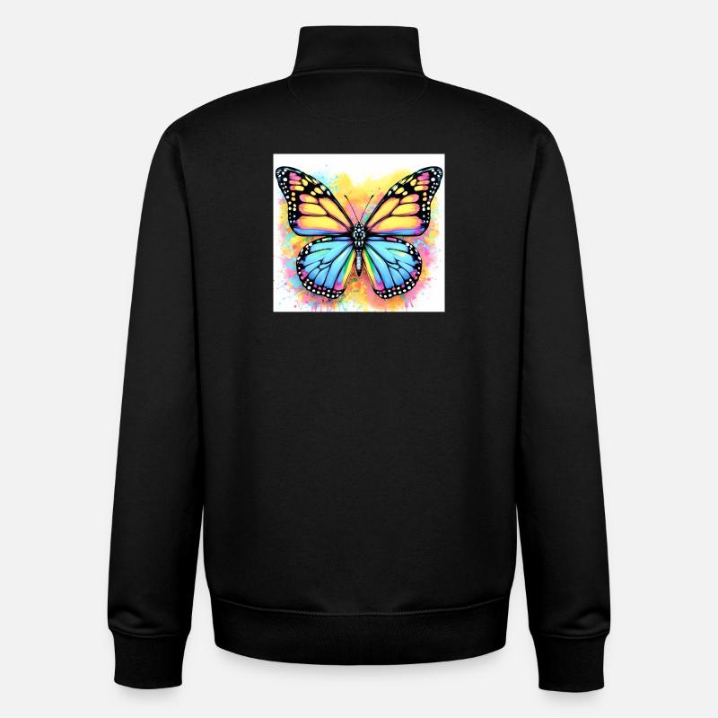 papillon - Sweat zippé unisexe en coton bio Stanley/Stella - noir